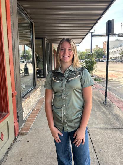 Satin Pecos Shirt - Sage