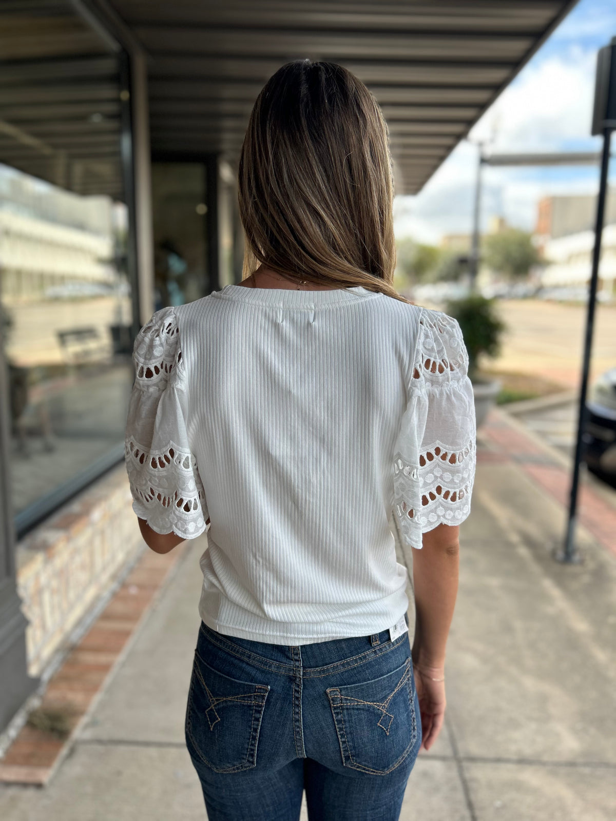 Lottie Eyelet Top - White