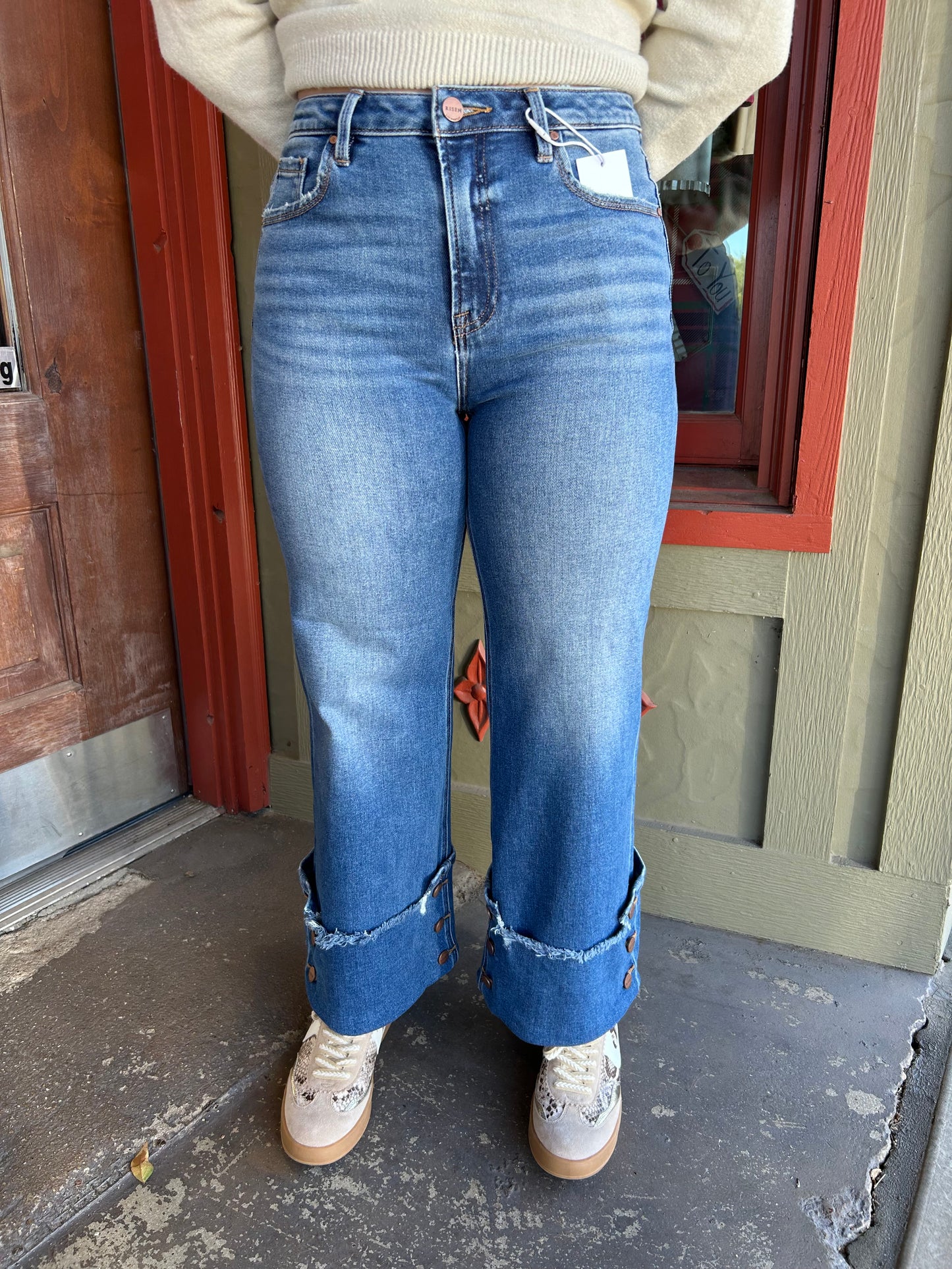 Captain Button Cuff Crop  Jean