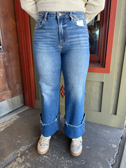 Captain Button Cuff Crop  Jean