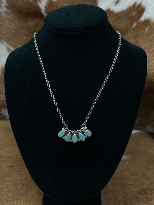 5 Stone Turq Teardrop Necklace