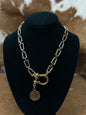 Gold & Black Coin On Shackle Necklace