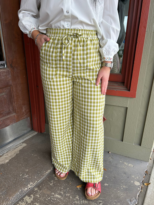 Green Gingham Pants