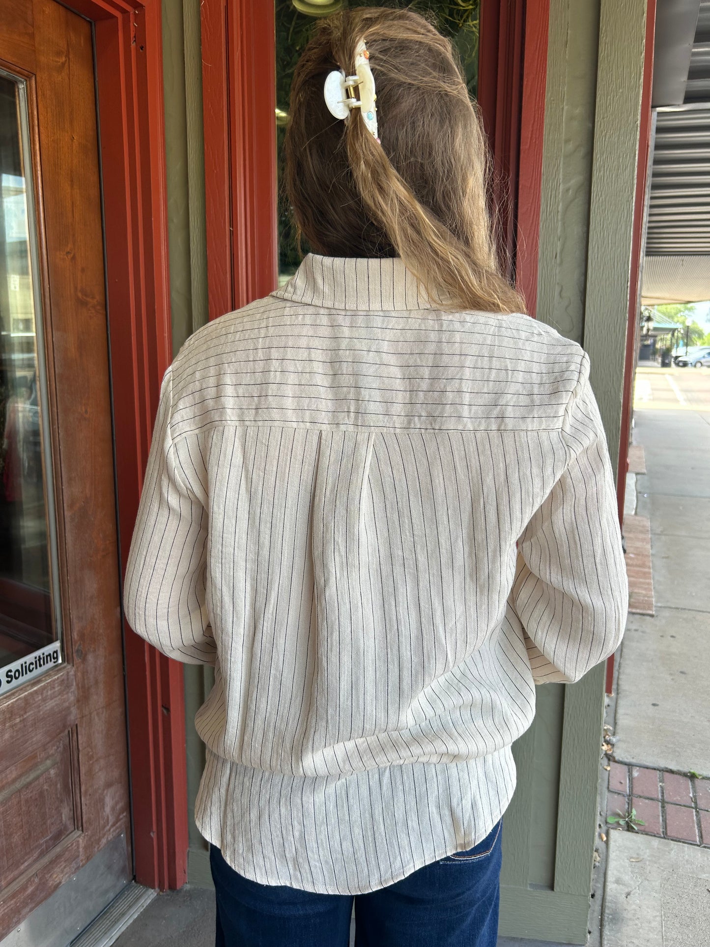 Linen Stripe Button Down