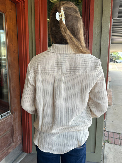 Linen Stripe Button Down