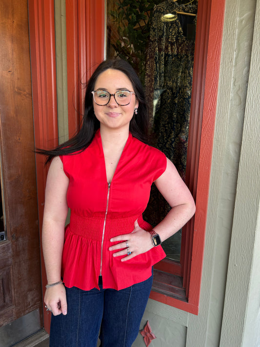 Morris Zip Top - Red