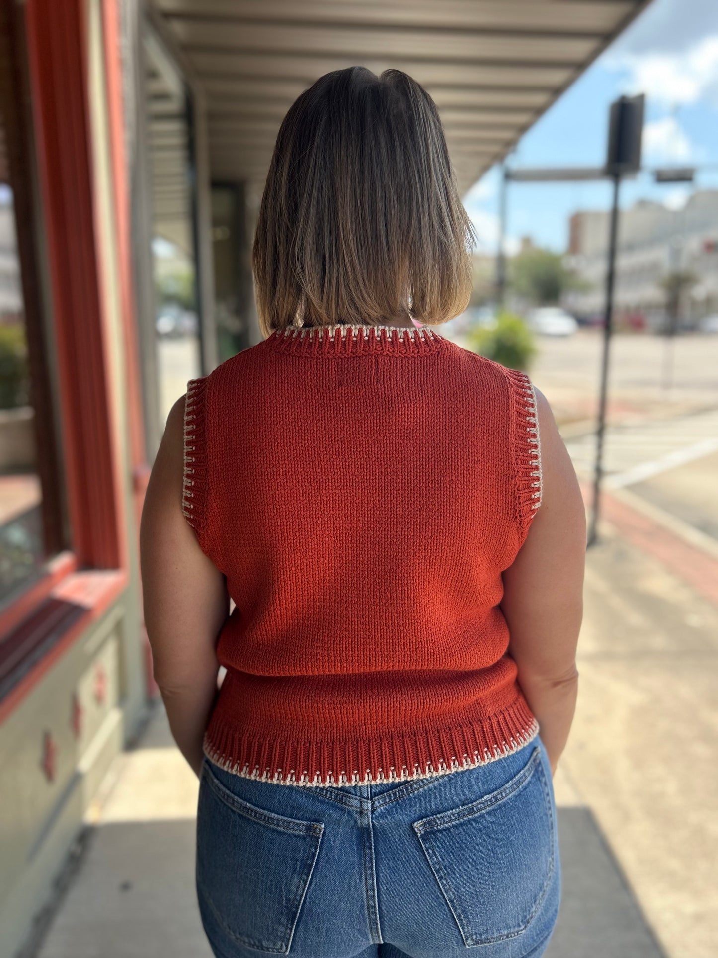 Rust Horseshoe Sweater Vest