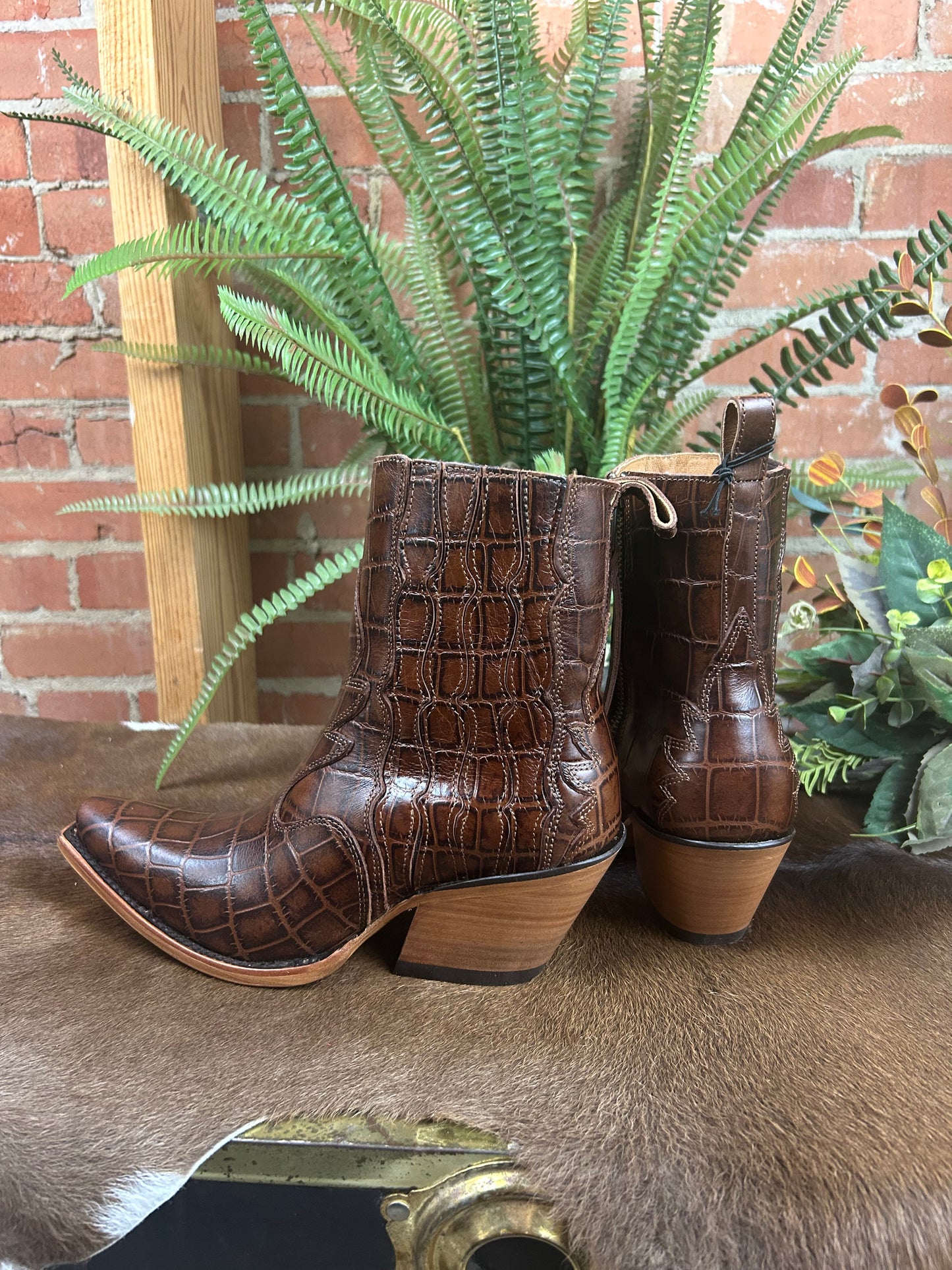 Jade Luxe Espresso Croc Bootie
