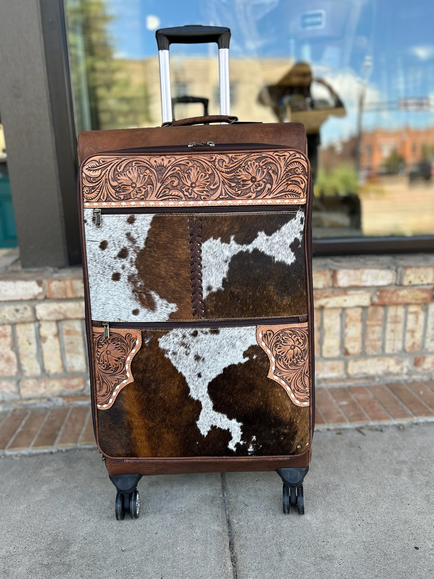 Tooled Cowhide Suitcase