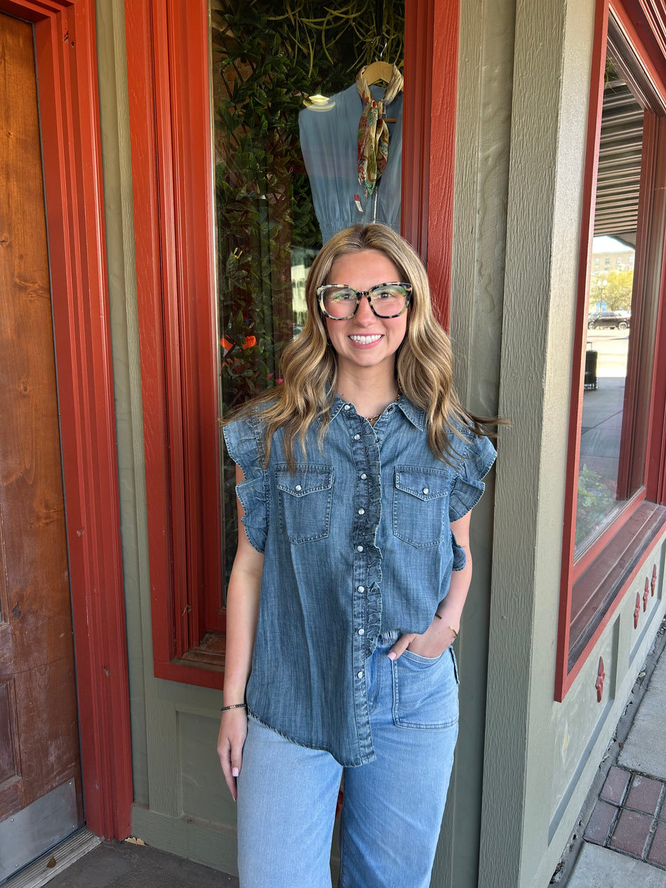 Ivy Jane DRESS TUCKED SLEEVE DENIM Uncle Frank
