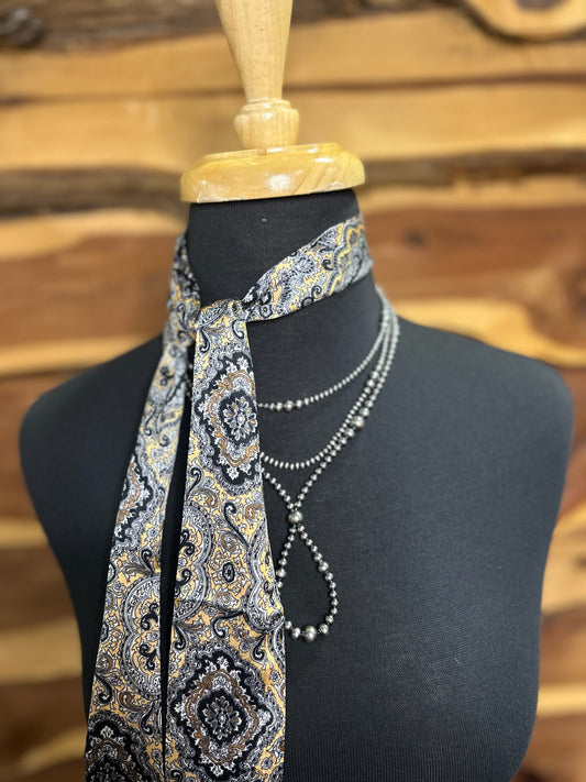 Tan Black Paisley Twilly