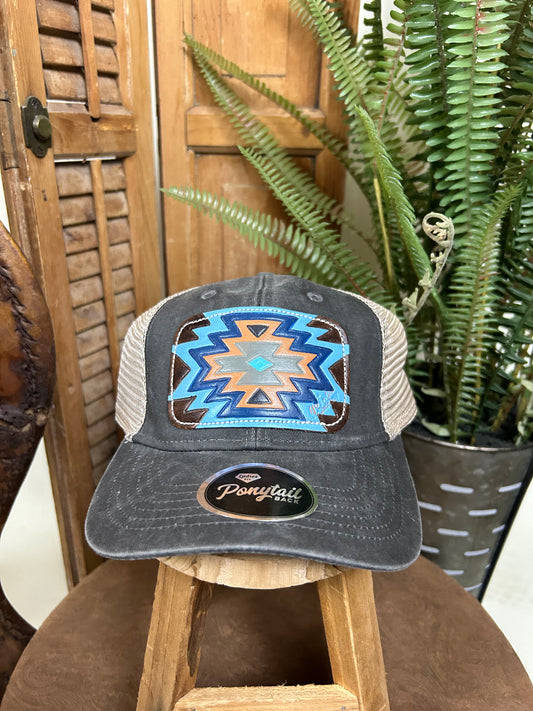 Blue Aztec Cap On Charcoal