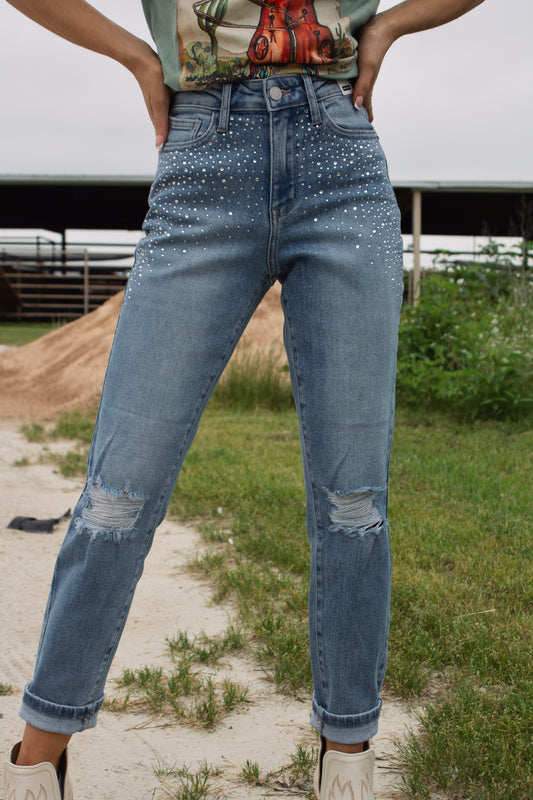 Dolly Rhinestone Slim Jean