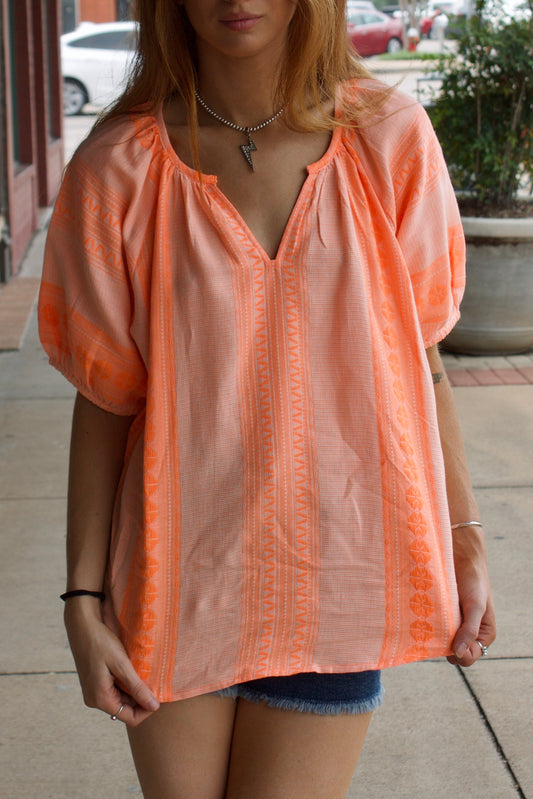 Jacquard Peasant Top