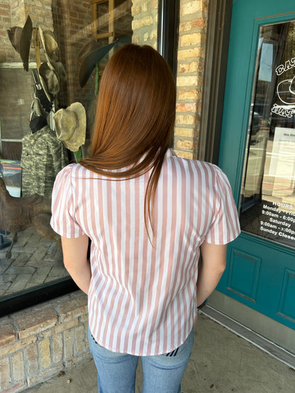 Maypearl Shirt - Mauve Stripe