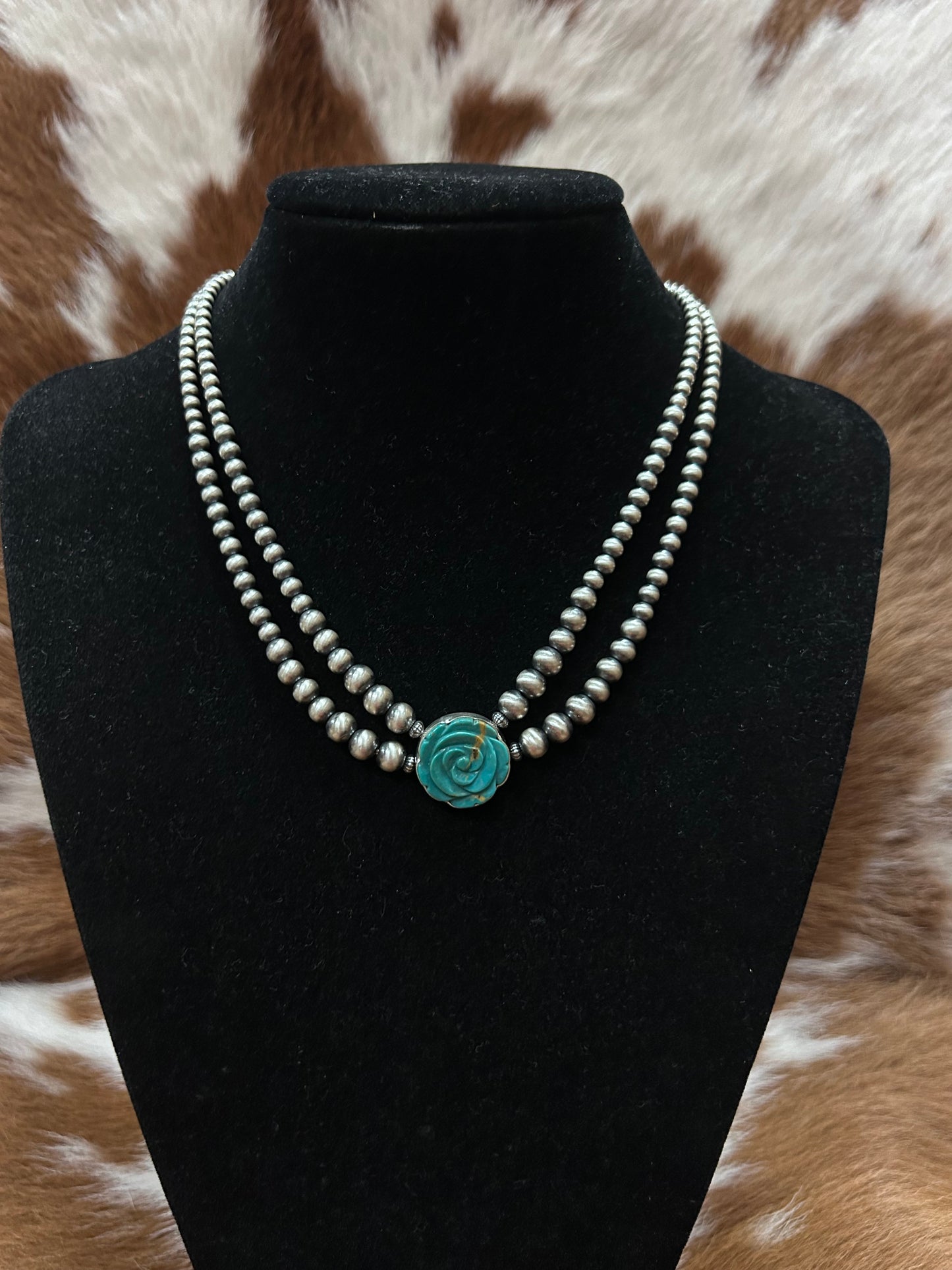 2 Strand Kingman Rose Navajo Necklace