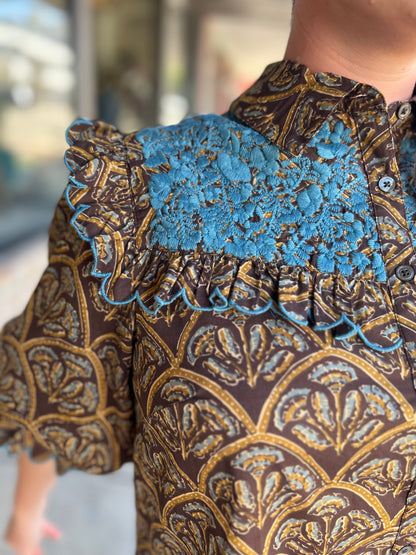 Mary Top - Brown Floral