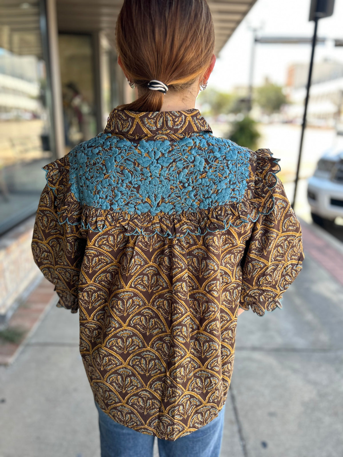 Mary Top - Brown Floral