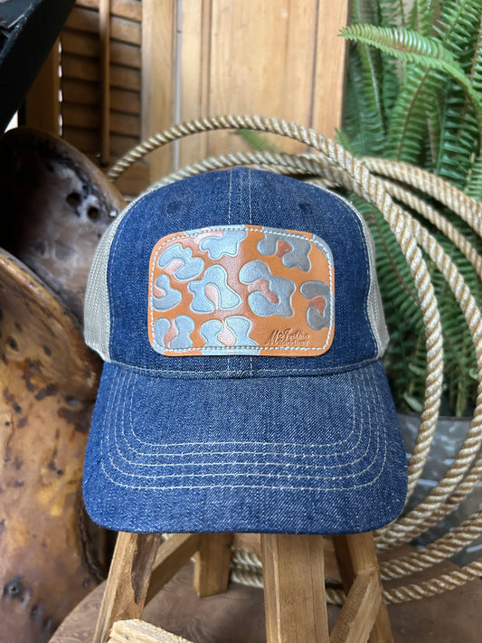 Metallic Leopard Cap On Denim