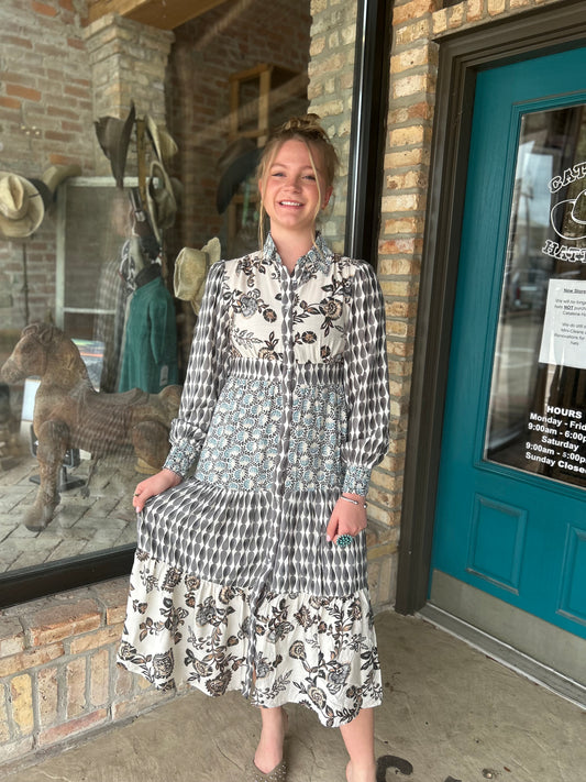 Odessa Mixed Print Dress