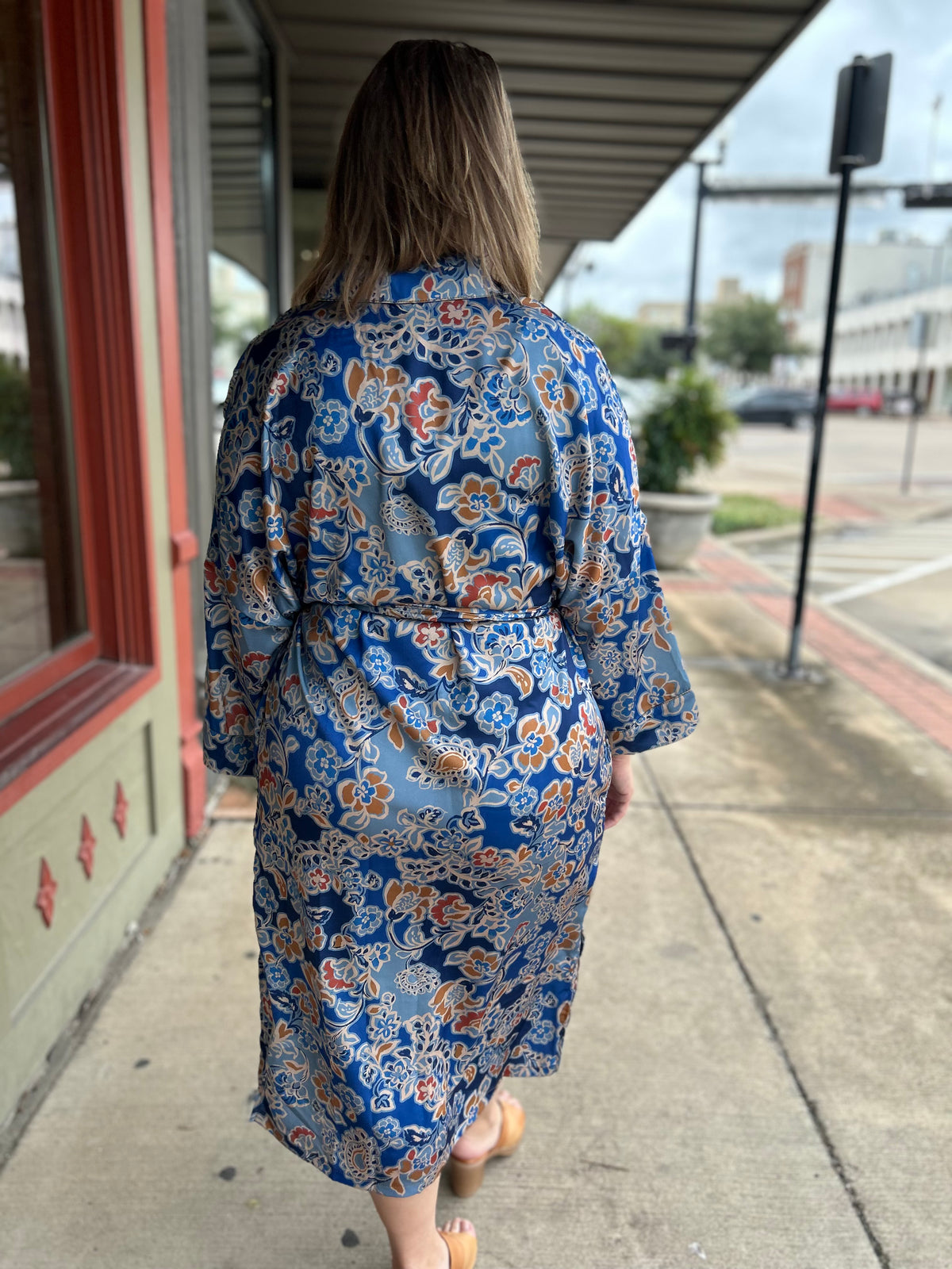 Satin Floral Shirt Dress