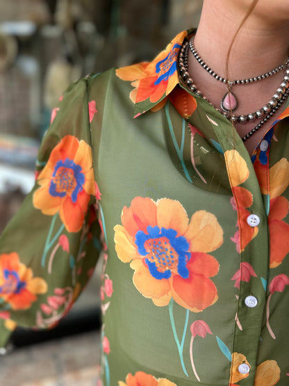 Morgan Shirt - Olive Floral