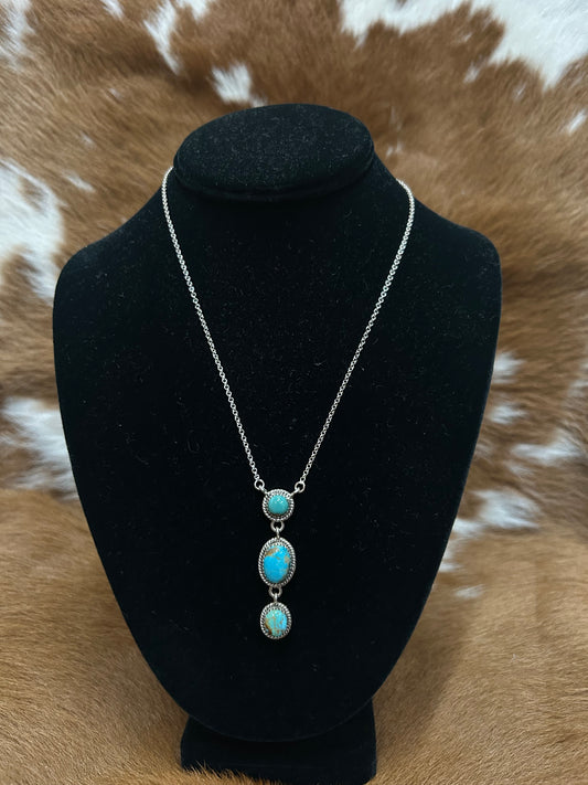 3 Stone Drop Kingman Necklace