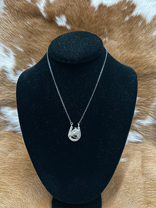 Horseshoe Horse Necklace