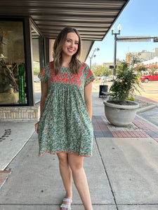 Green Floral Veronica Dress