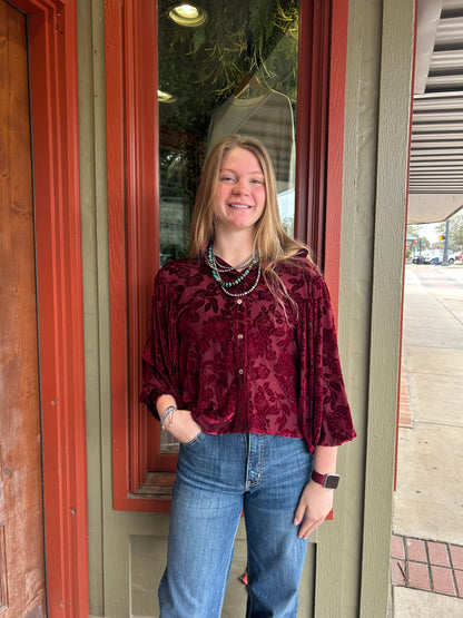 Wine Velvet Top