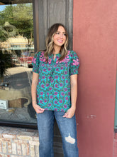 Load image into Gallery viewer, Turquoise Floral Camilla Top