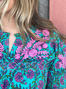 Turquoise Floral Camilla Top