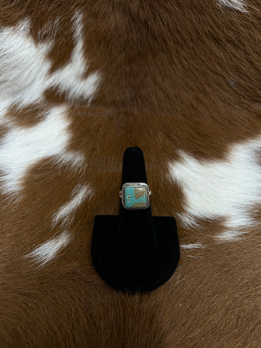 Square Turqouise Adj Ring