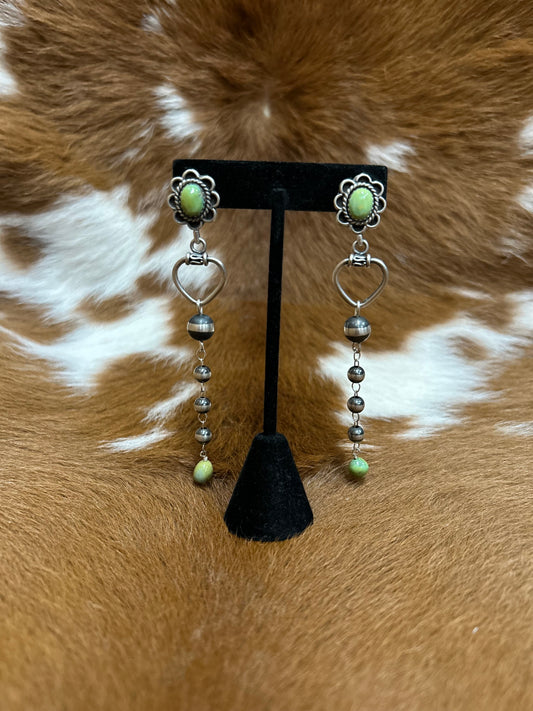 Green Turq Nav Chain Drop Earring