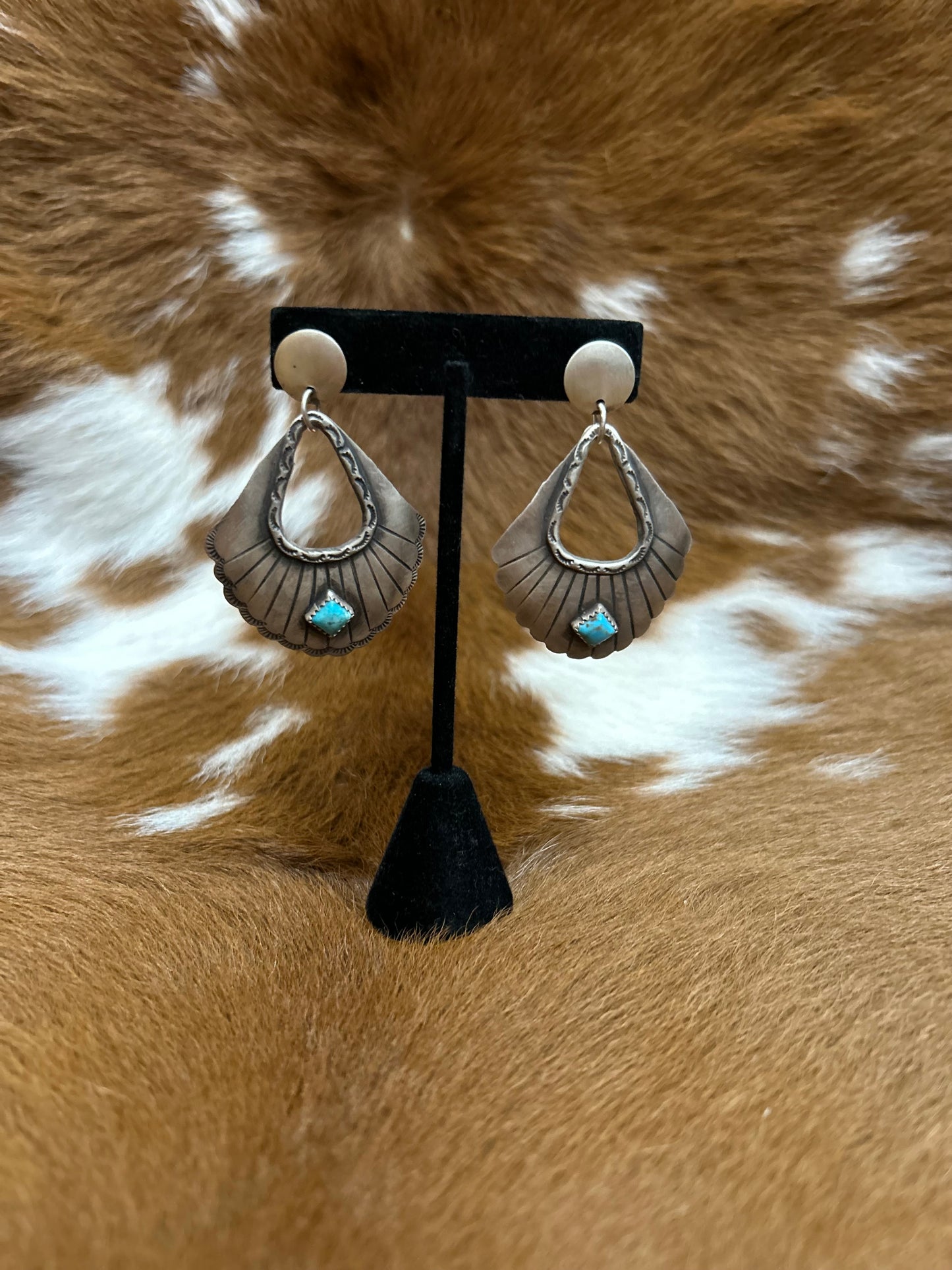 Silver Dangle W/ Turq Stone Earrings
