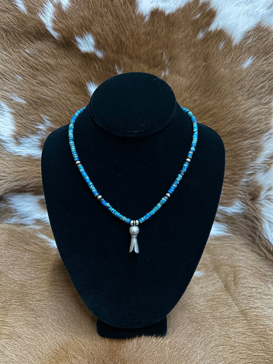 Azurite Stone W/ Blossom Neckl