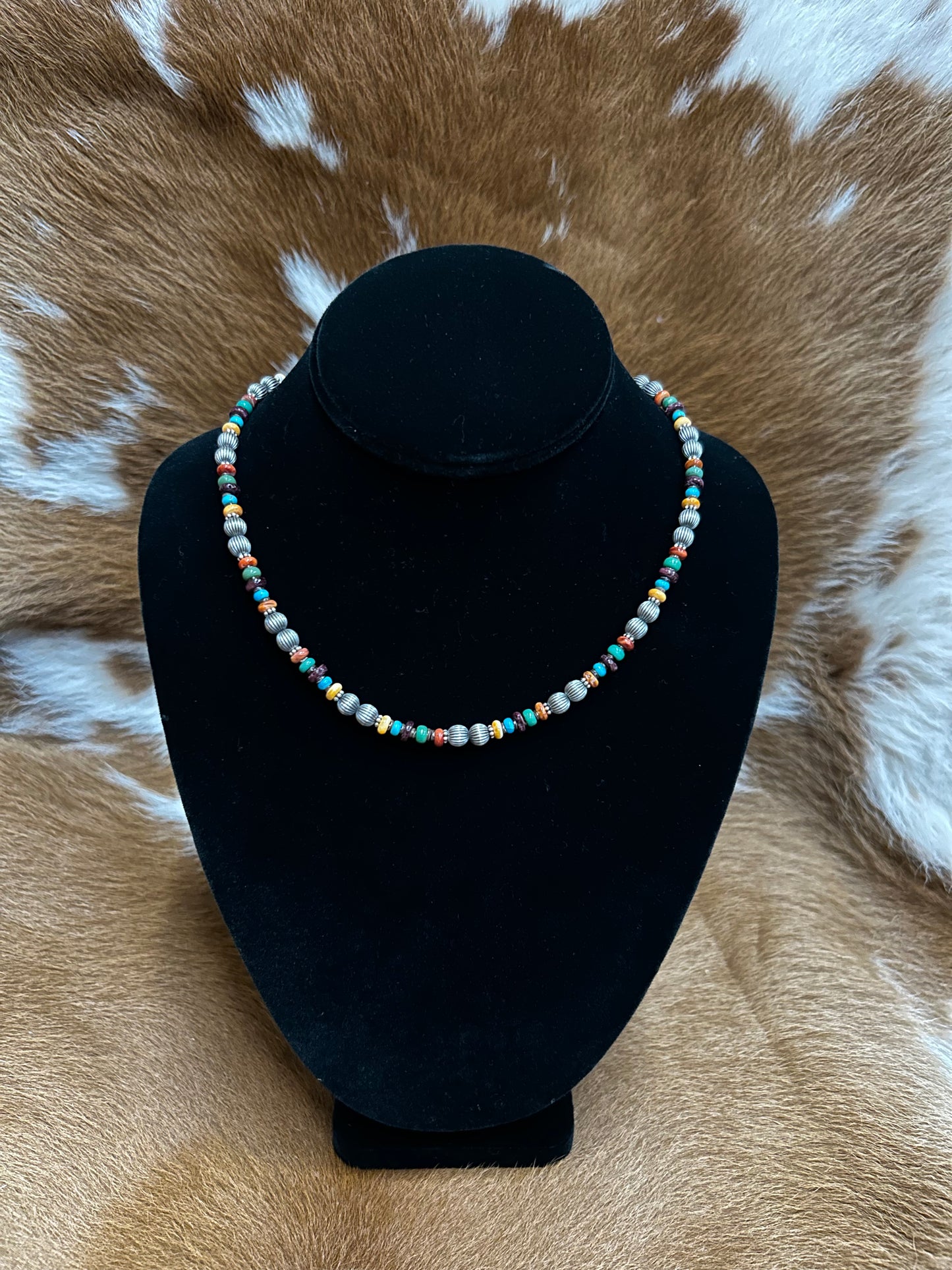 Multi Stone & Ballon Bead Necklace
