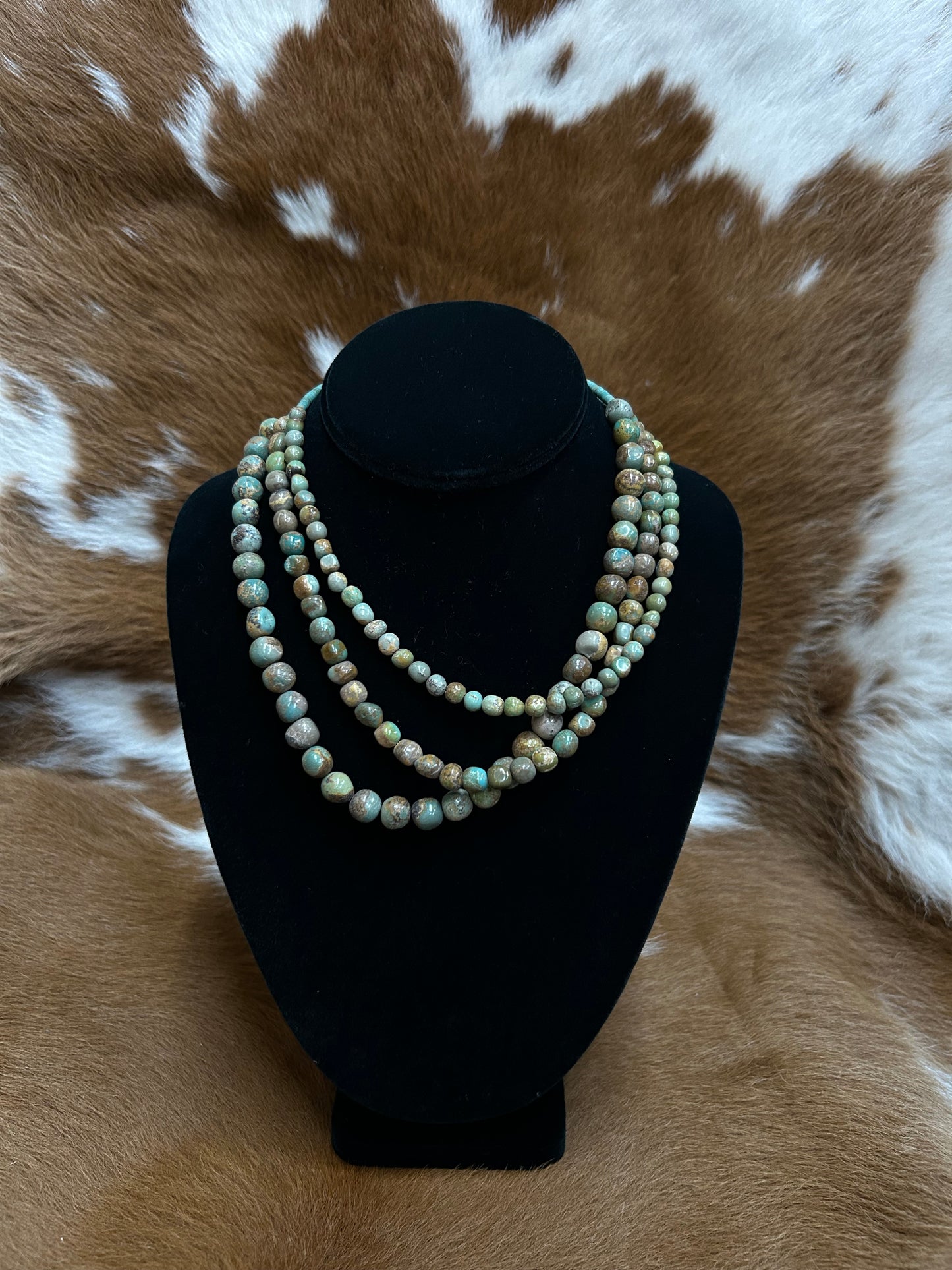 Green/Brown 3 Std Turquoise Necklace