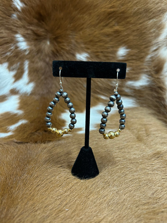 Navajo Teardrops W/ Gold earrings
