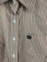 Load image into Gallery viewer, Olive &amp; Coral Stripe Button Down