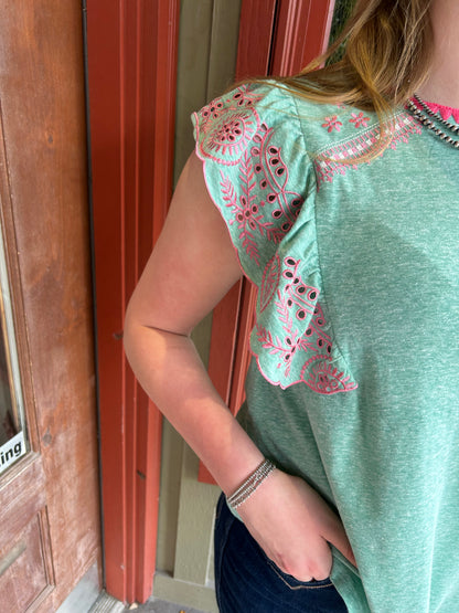 Mariposa Top - Atlantis Green