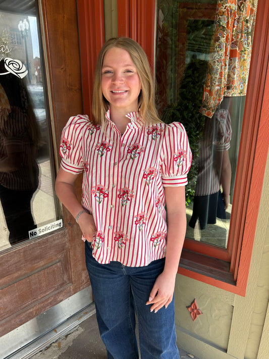 Hoppy Poppy Top - Red