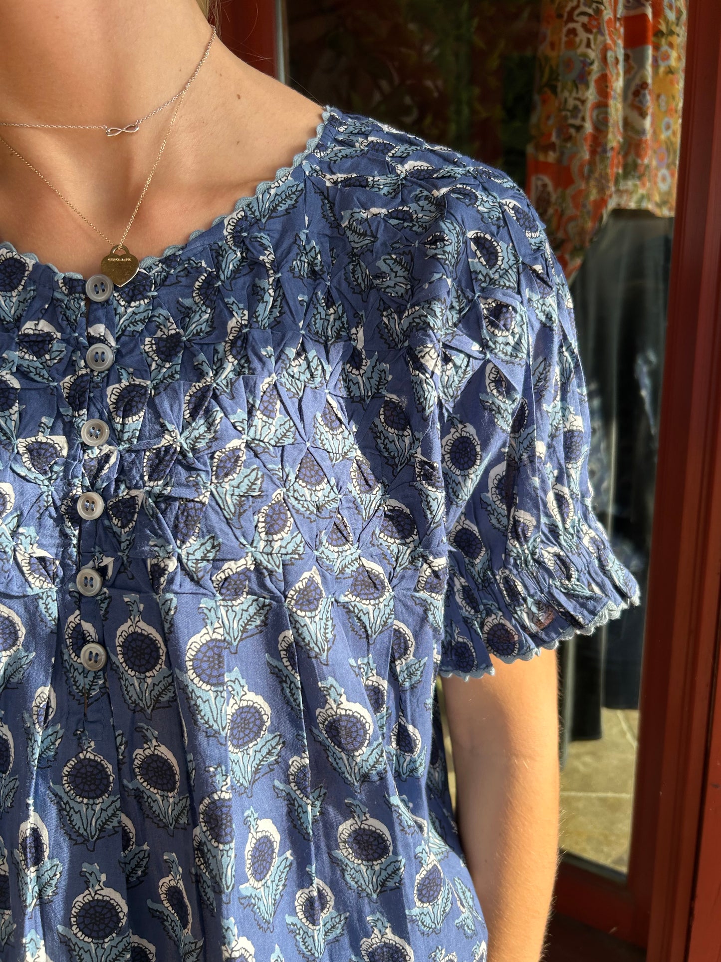 Smocked Neck Top