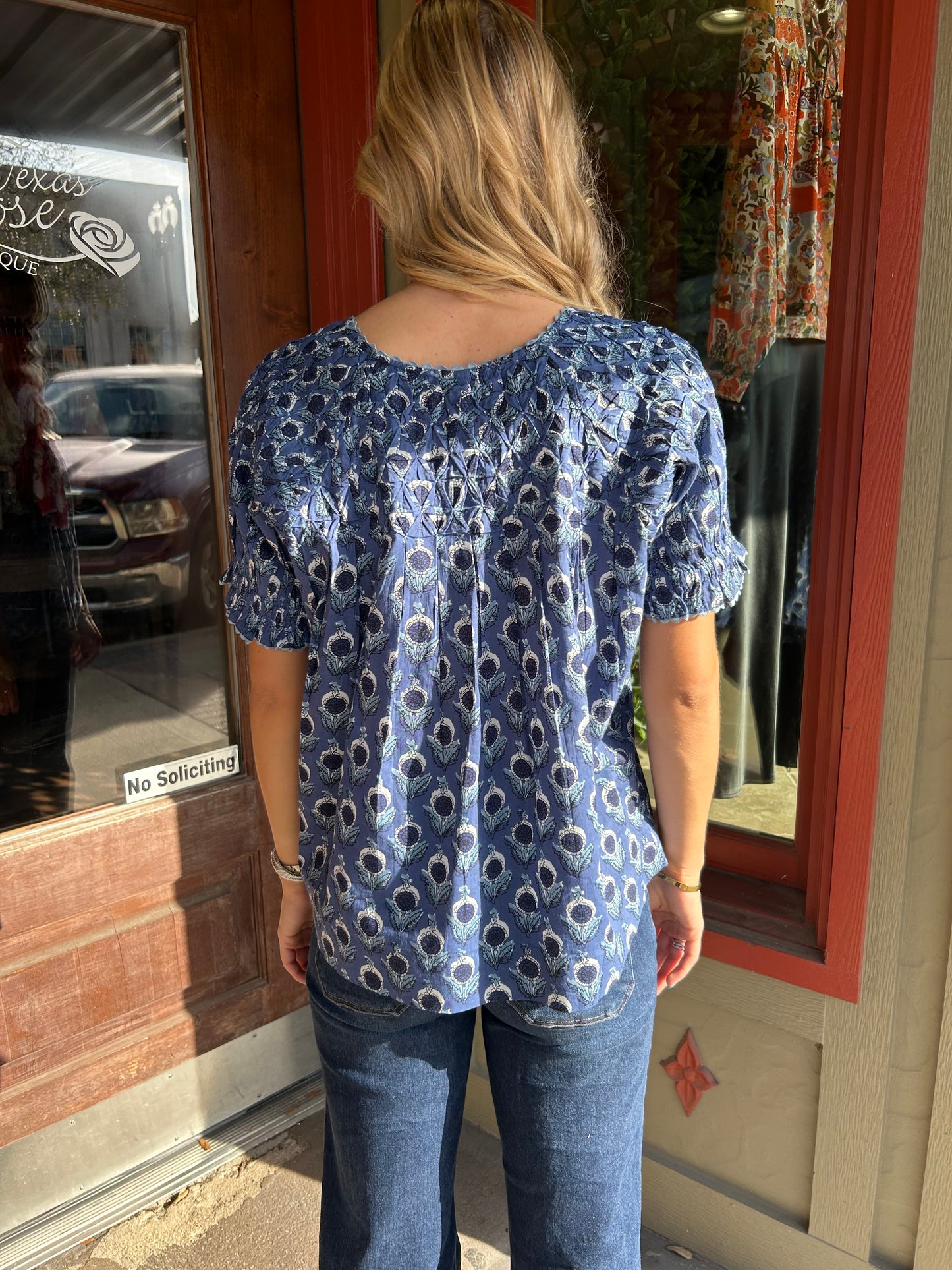 Smocked Neck Top