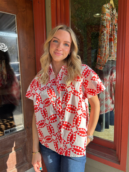 Tucked Swing Shirt - Red