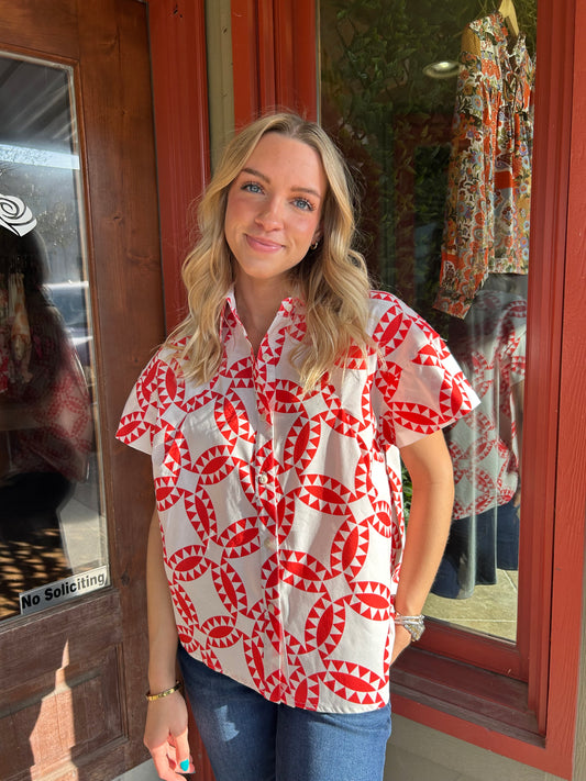 Tucked Swing Shirt - Red