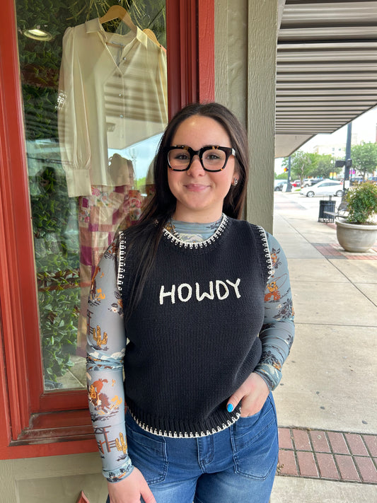 Black Howdy Sweater Vest
