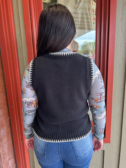 Black Howdy Sweater Vest