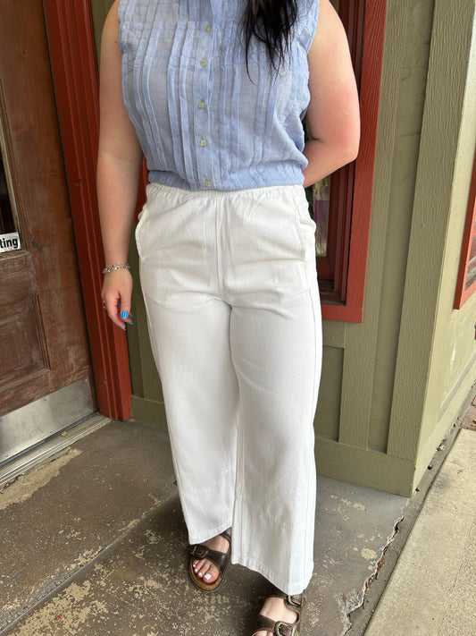 White Barrel Pant