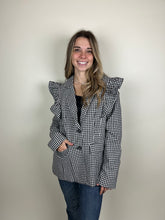 Load image into Gallery viewer, Houndstooth Ruffle Blazer